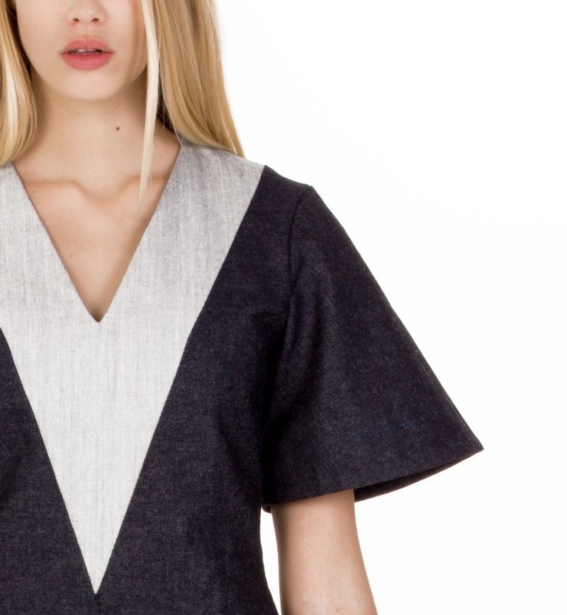 vestido de fiesta vaquero classic jeans escote V